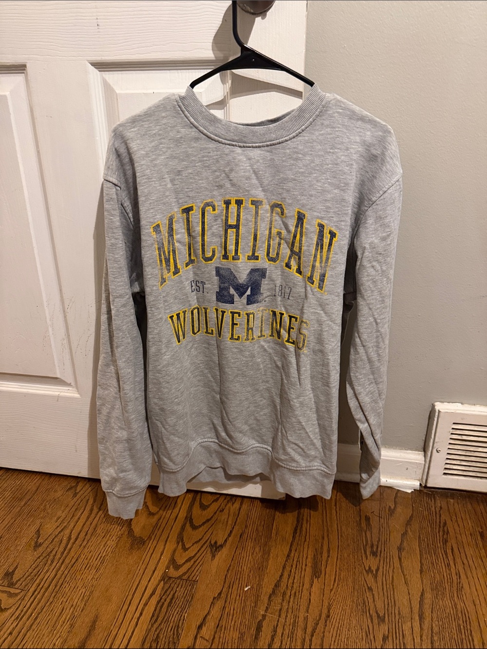 Champion Michigan Wolverines Gray Crewneck with Yellow & Blue Lettering